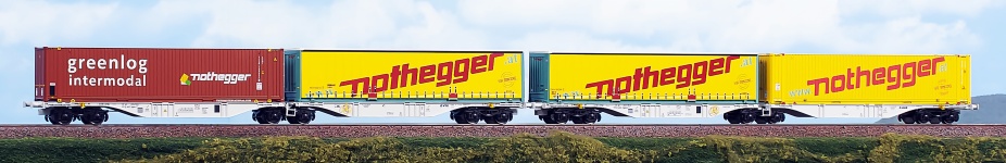 ACME 45114 - H0 - 2-tlg. Set Containertragwagen Sggmrss Nothegger, Ep. V-VI, VTG/AAE